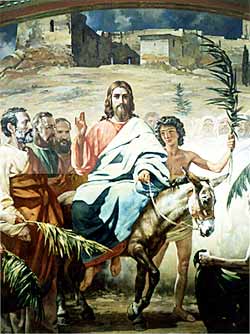  “Вход Господень во Иерусалим” (фрагмент). 
 Роспись западного тимпана Храма Христа Спасителя.